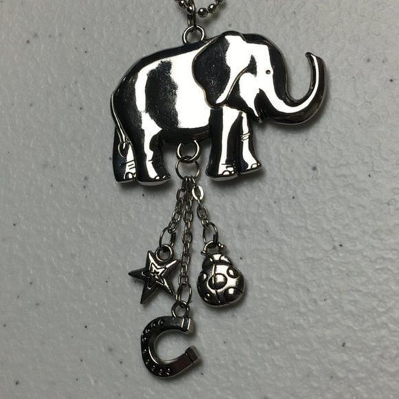Silver Tone Lucky Elephant Handbag Luggage Tag Luck Charms - Picture 4 of 8